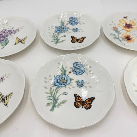 Lenox Butterfly Meadow Floral 6-Piece Tidbit Tea Party Plate Set - Picture 8 of 11